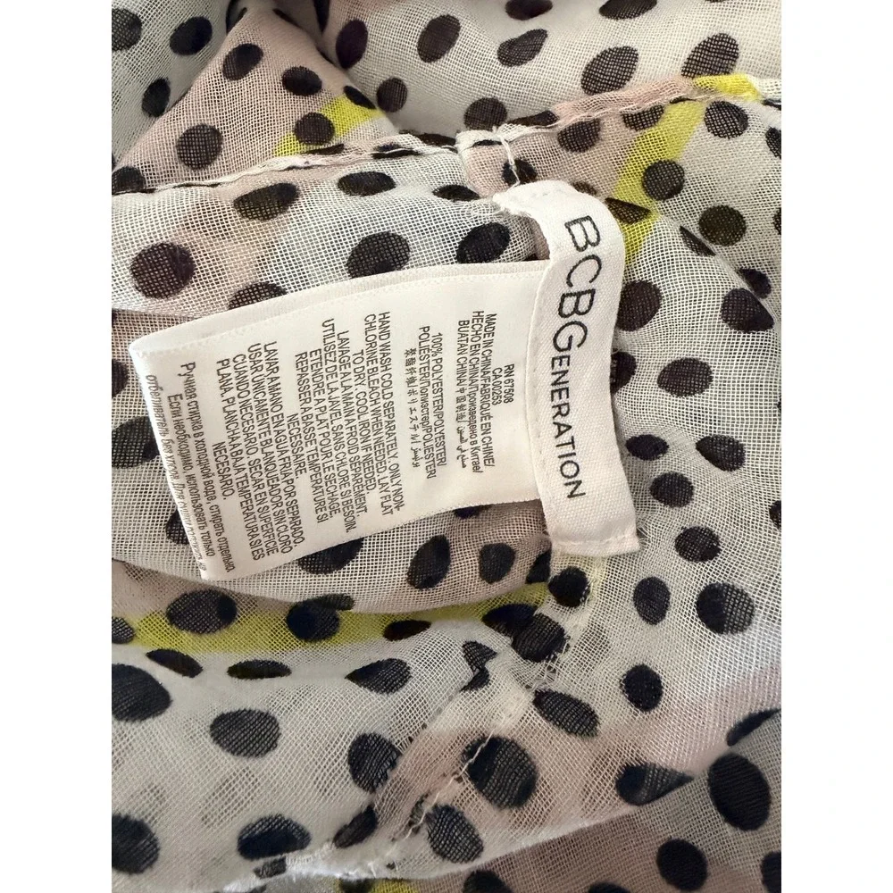 BCBGeneration Infinity Scarf White Black Polka Dot Yellow Stripe Lightweight